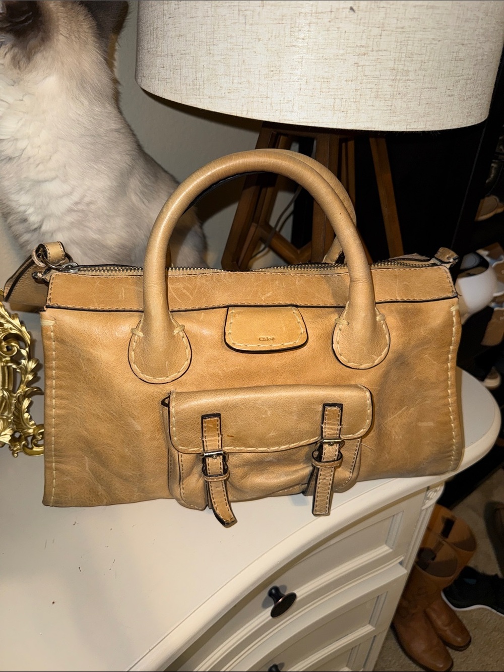Chloe Edith Tan Leather Satchel Bag